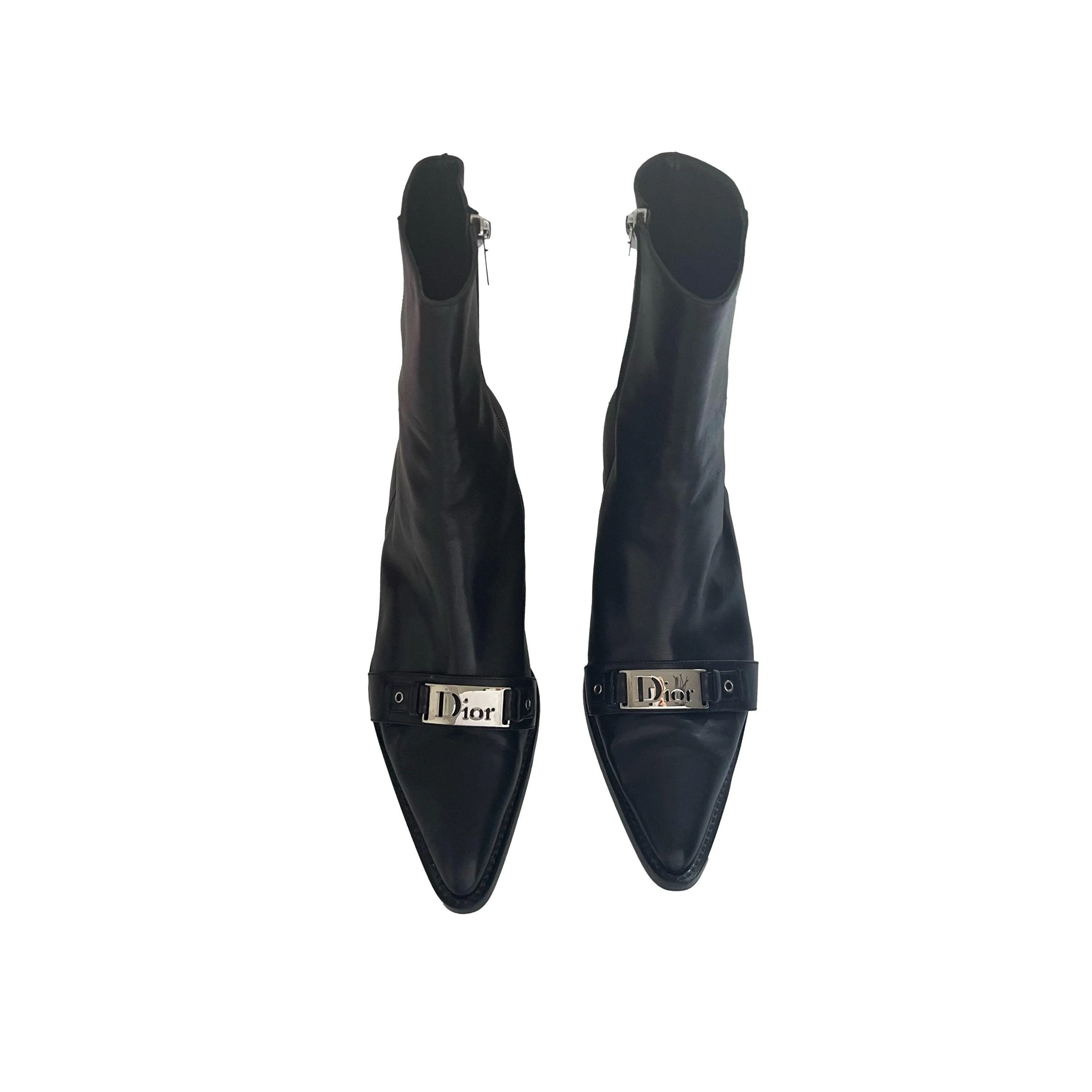 Dior Black Leather Logo Boots