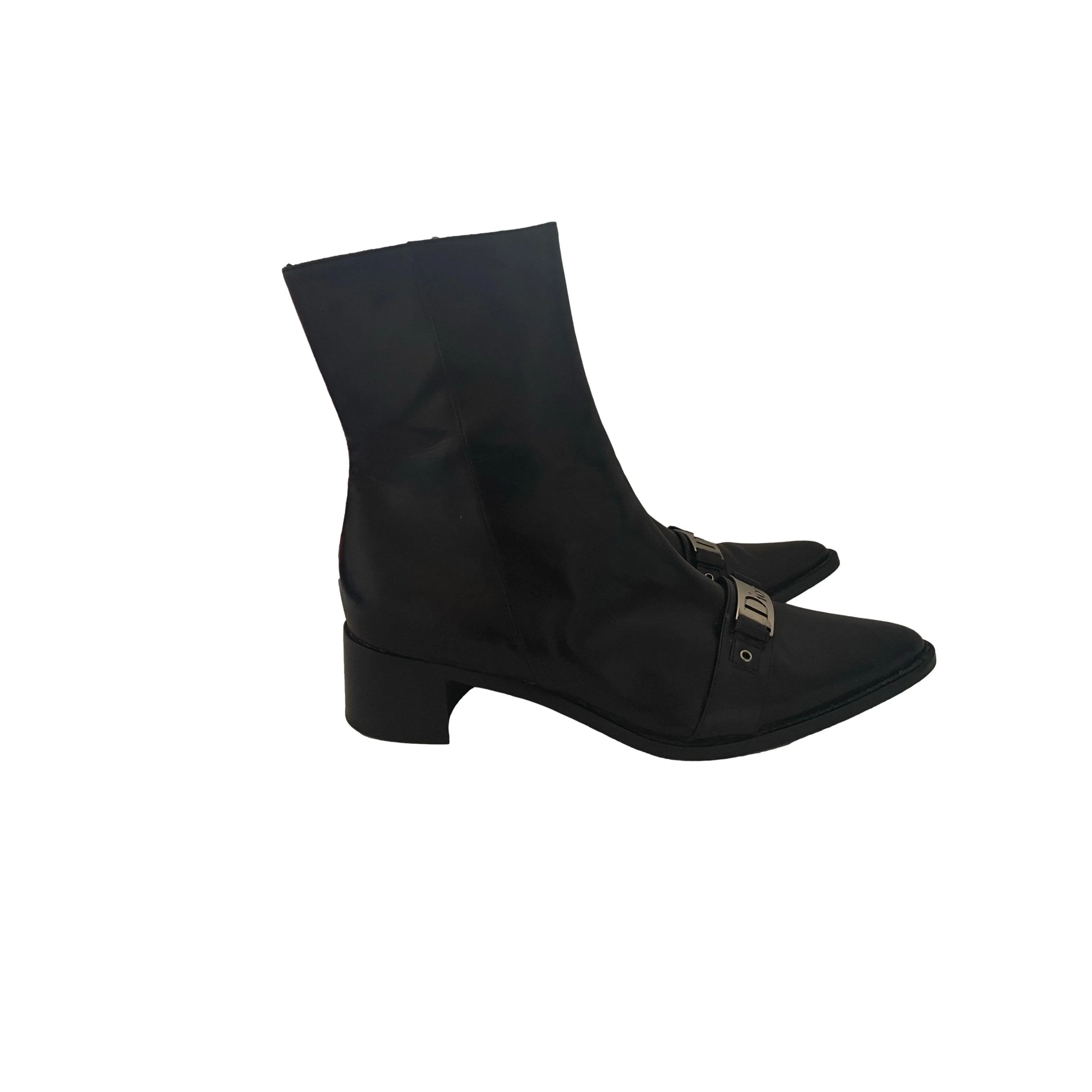 Dior Black Leather Logo Boots