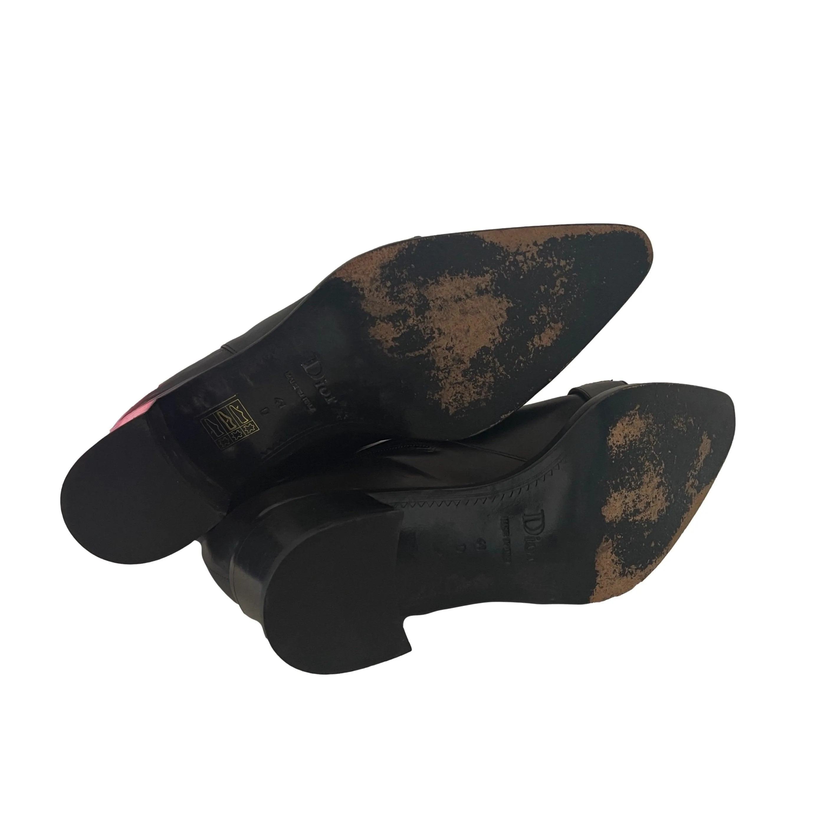 Dior Black Leather Logo Boots