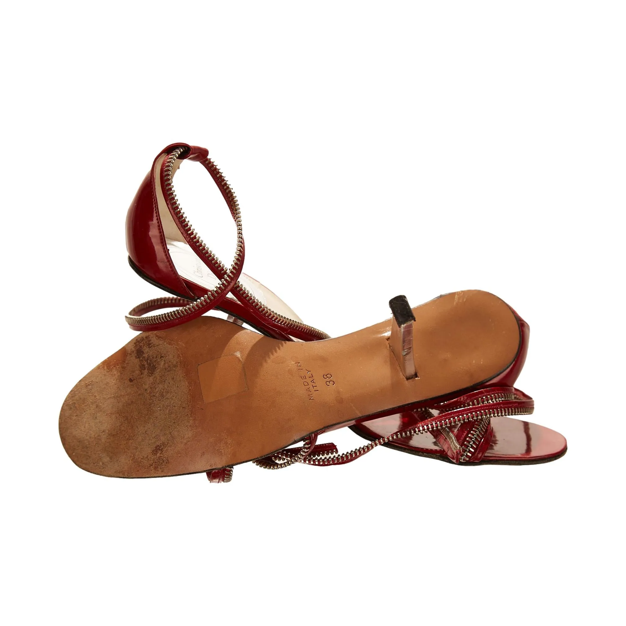 Dior Red Logo Charm Zipper  Heels