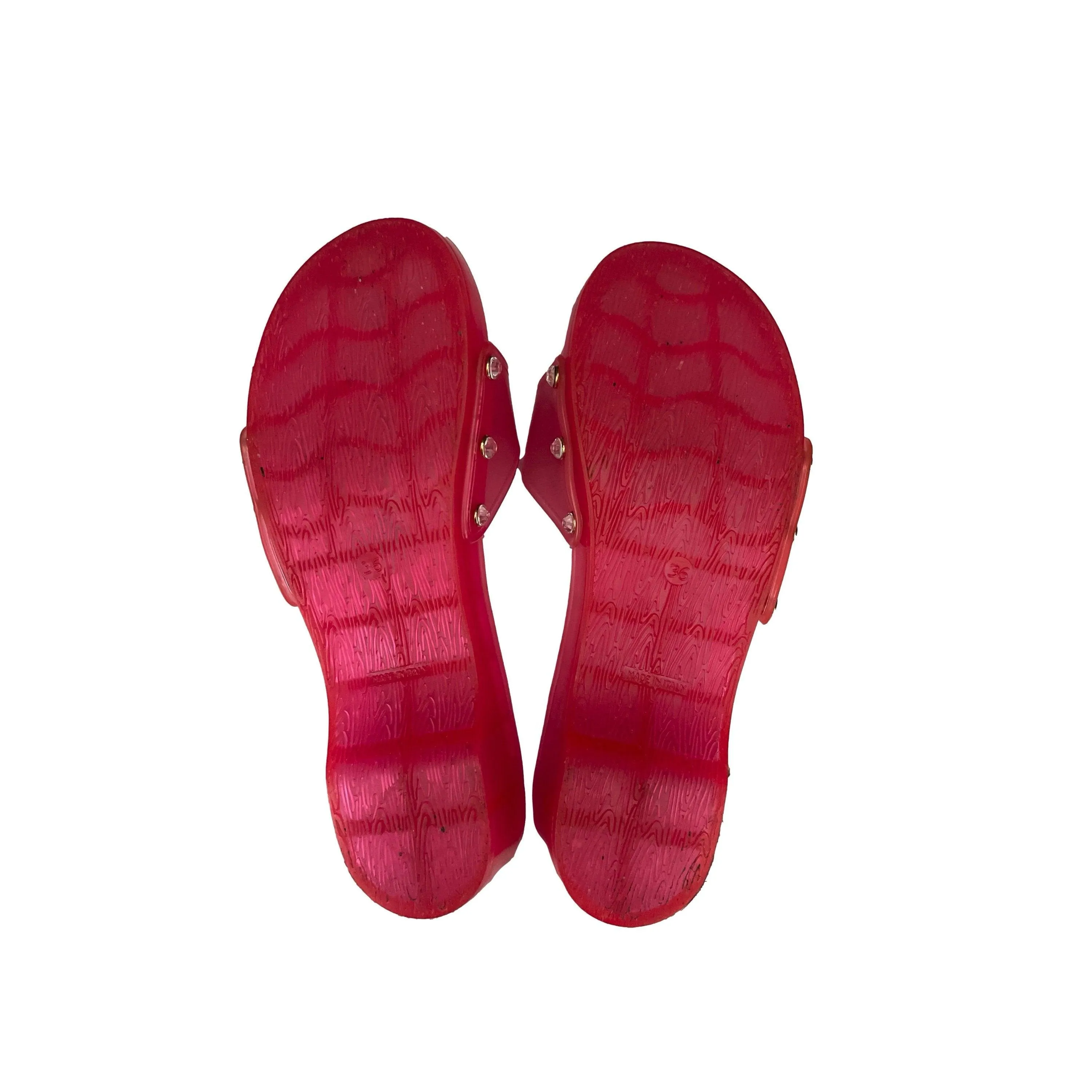 Dolce & Gabbana Pink Jelly Rhinestone Chunky Slides