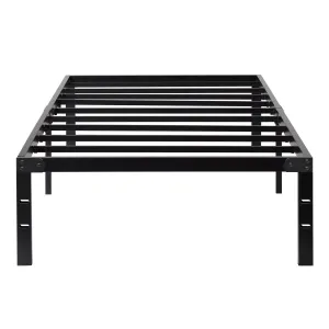 DUMOS Twin Size Bed Frame, Metal Platform Frames No Box Spring Needed, Heavy Duty with Storage Space, 14 Inches High, Sturdy Steel Slat Support, Black - new