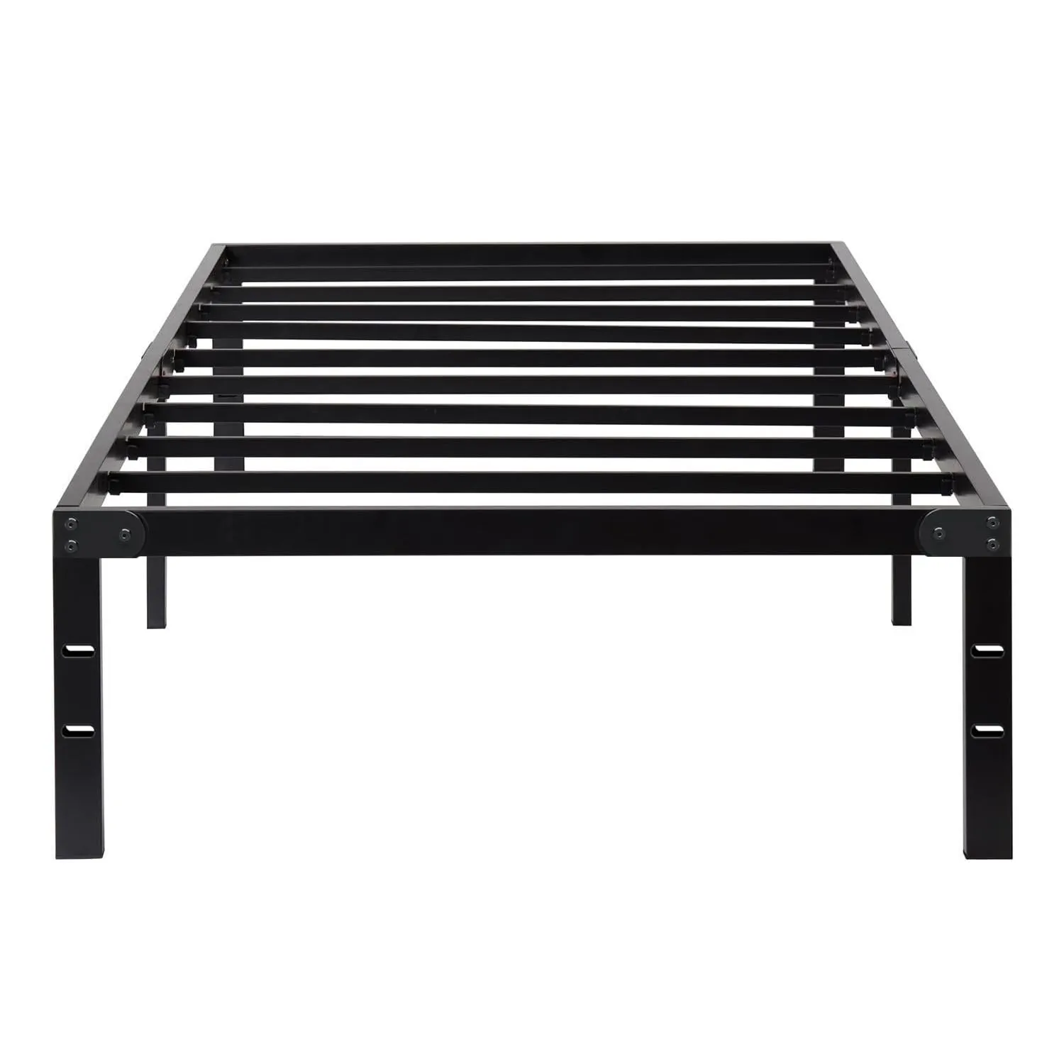 DUMOS Twin Size Bed Frame, Metal Platform Frames No Box Spring Needed, Heavy Duty with Storage Space, 14 Inches High, Sturdy Steel Slat Support, Black - new