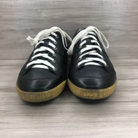 Ecco Golf Shoes Men's EU 45 Black Leather Spikeless Lace Up Cleat Sneakers