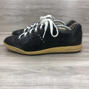 Ecco Golf Shoes Men's EU 45 Black Leather Spikeless Lace Up Cleat Sneakers