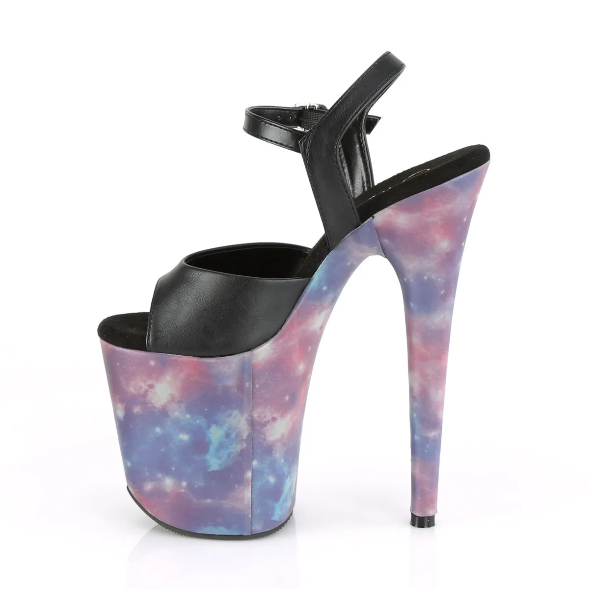 FLAMINGO-809REFL  Black Faux Leather/Purple-Blue Reflective
