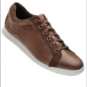 FOOTJOY Contour Casual Leather Golf Shoe Spikeless Tan Brown Lace Up Men Size 12