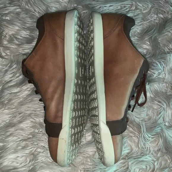 FOOTJOY Contour Casual Leather Golf Shoe Spikeless Tan Brown Lace Up Men Size 12