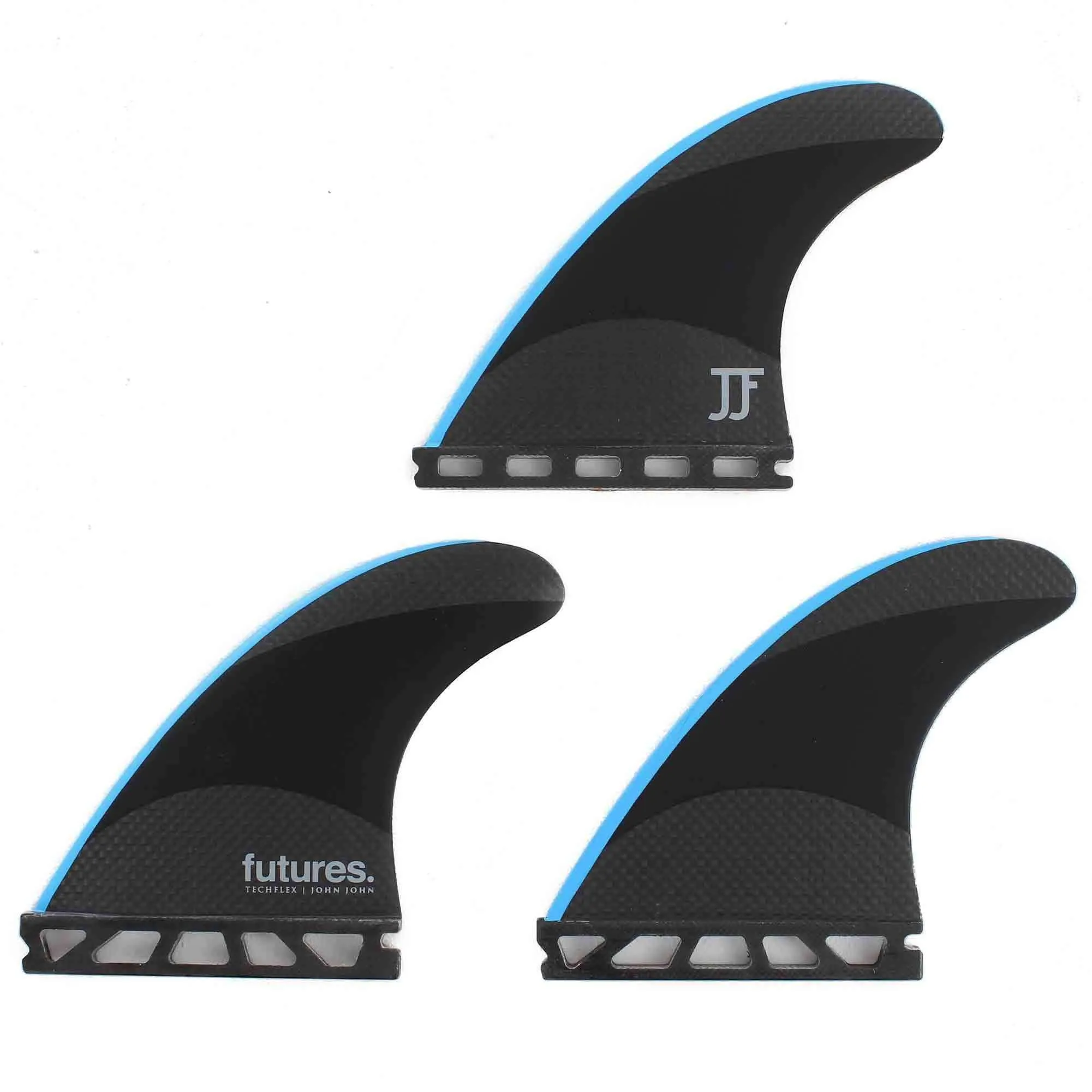 Futures John John Techflex Small Thruster Surfboard Fins - Black Neon Blue