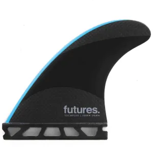 Futures John John Techflex Small Thruster Surfboard Fins - Black Neon Blue