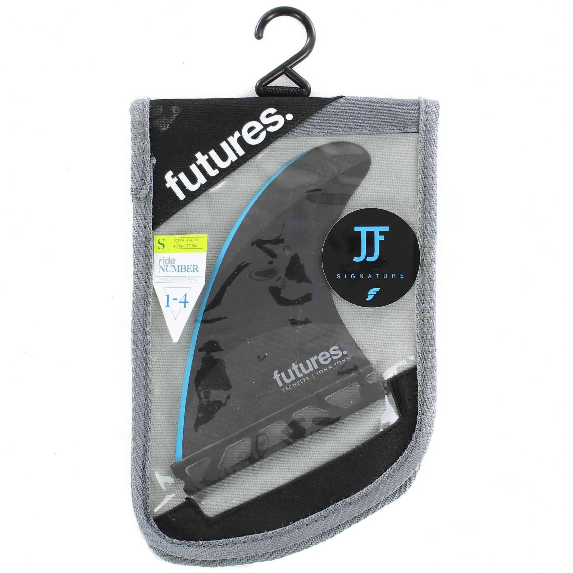 Futures John John Techflex Small Thruster Surfboard Fins - Black Neon Blue