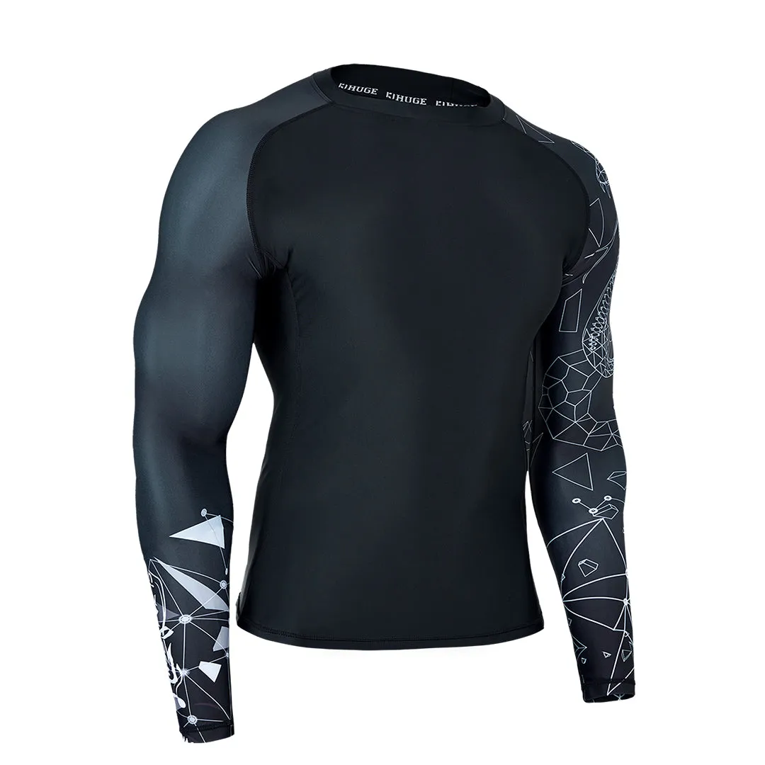 Graphic UPF50  Long Sleeve Rash Guard for Men - Line Cobra Style