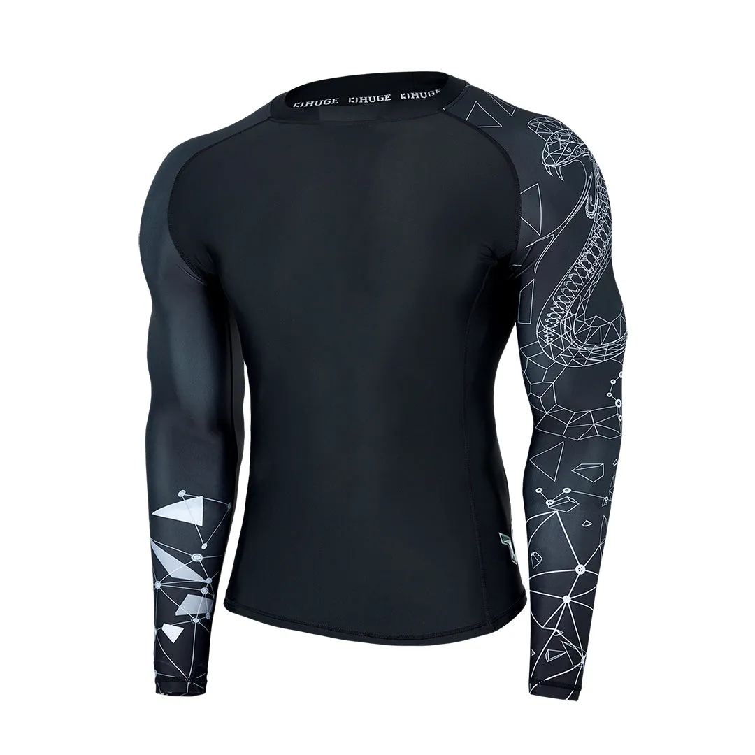 Graphic UPF50  Long Sleeve Rash Guard for Men - Line Cobra Style