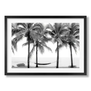 Hammock and Palms B&W Wall Art Print