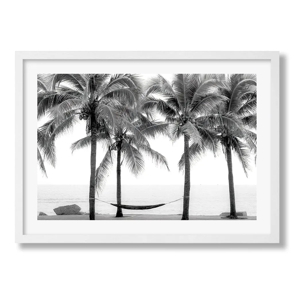 Hammock and Palms B&W Wall Art Print