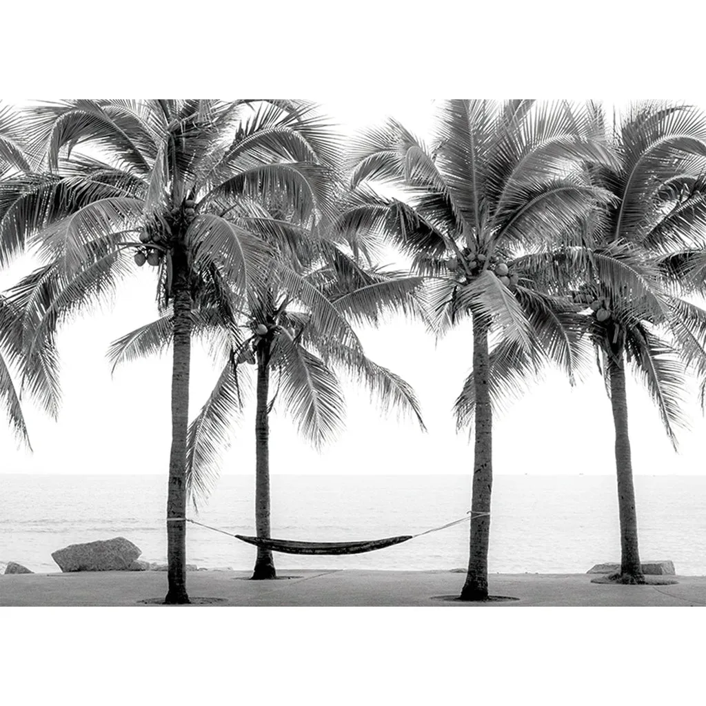 Hammock and Palms B&W Wall Art Print