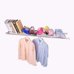 Hershii Tension Shelf Expandable Rod Closet System Heavy Duty Clothes Hanger Adjustable DIY Garage Bathroom Kitchen Storage Organizer Shoe Rack, Plant Stand, Bookshelf
