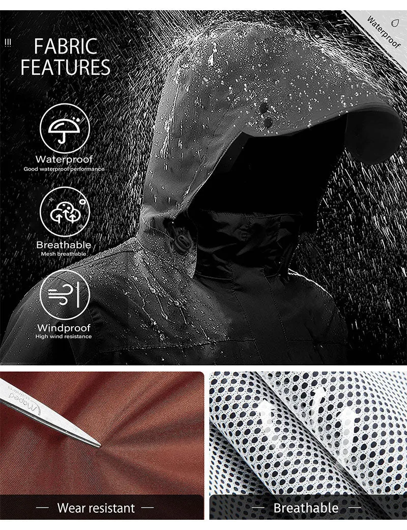 iCreek Men's Rain Suit Waterproof Rain jacket Breathable Lightweight Raincoat with Hooded Rain Gear for Leisure, Outdoor(Purplish Red）