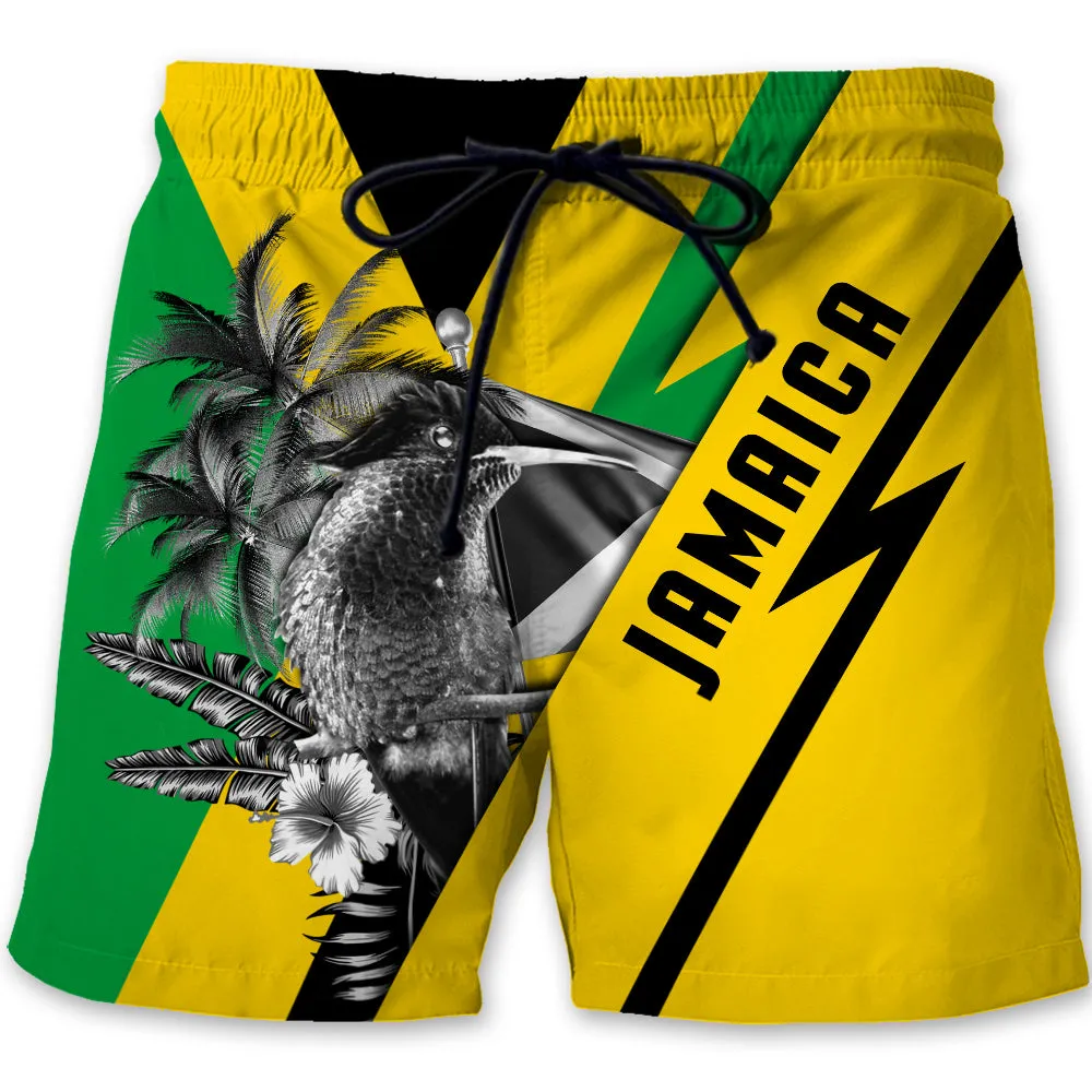 Jamaica Men Beach Shorts Doctor Bird And Flag
