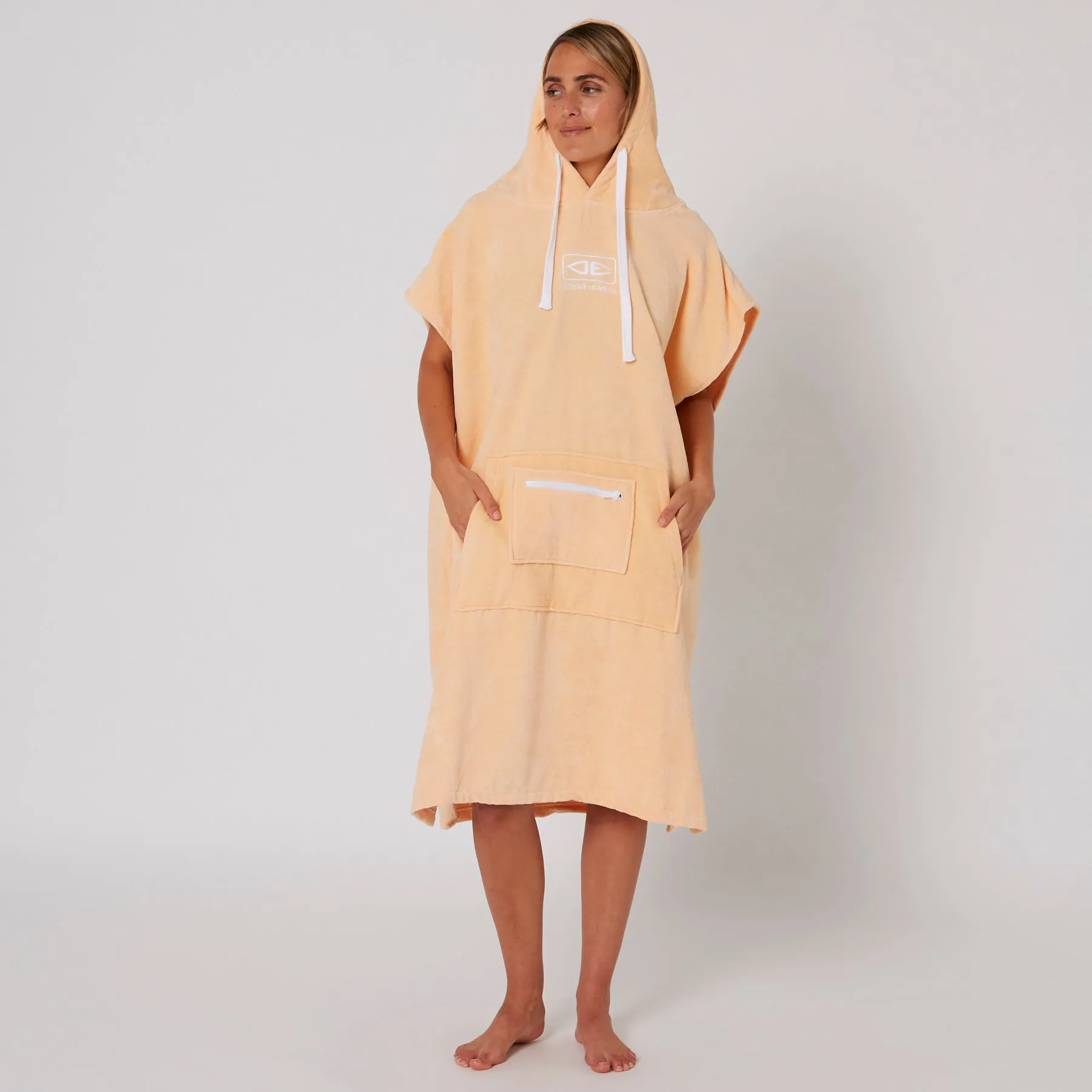 Ladies Hooded Poncho Towel - Peach