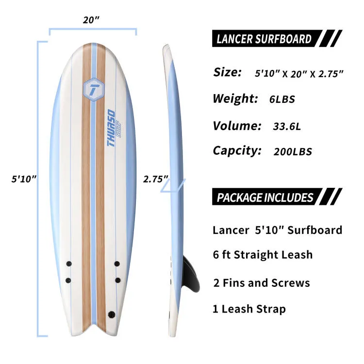 Lancer 5 ft 10 Soft Top Surfboard