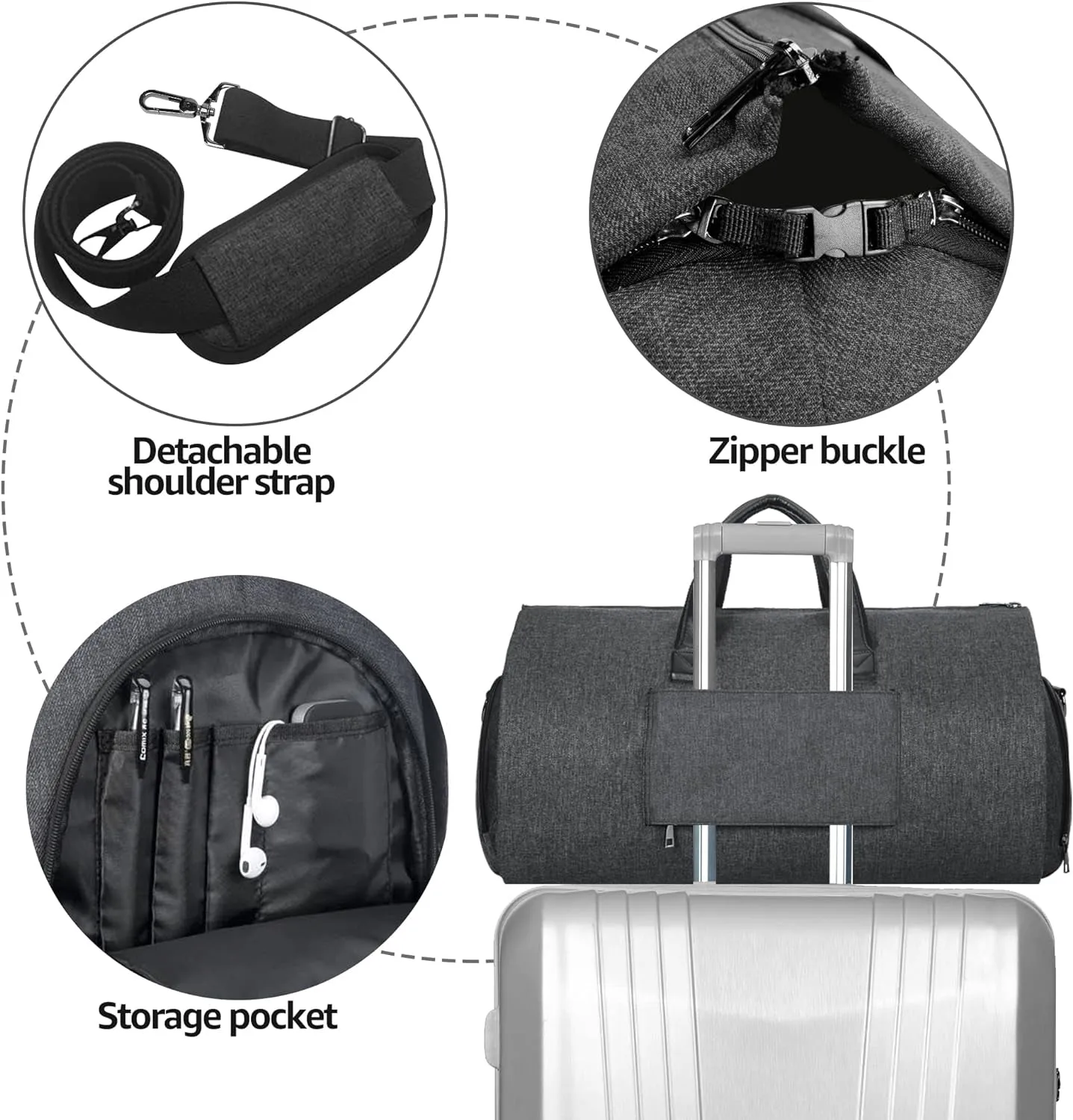 Large Carry-on Duffel Bag Travel Flight Bag with Shoe Pouch for Men Women
