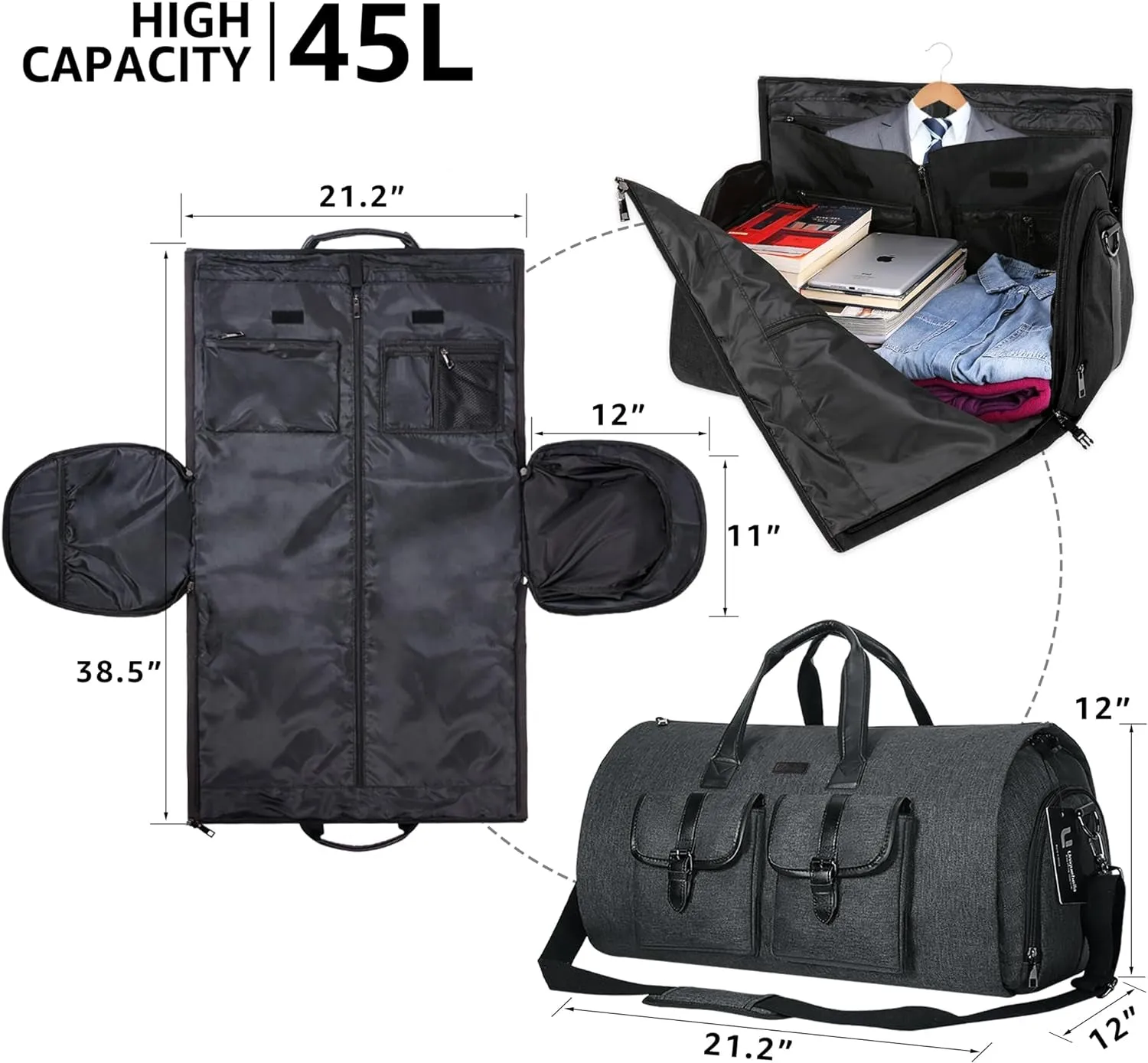 Large Carry-on Duffel Bag Travel Flight Bag with Shoe Pouch for Men Women