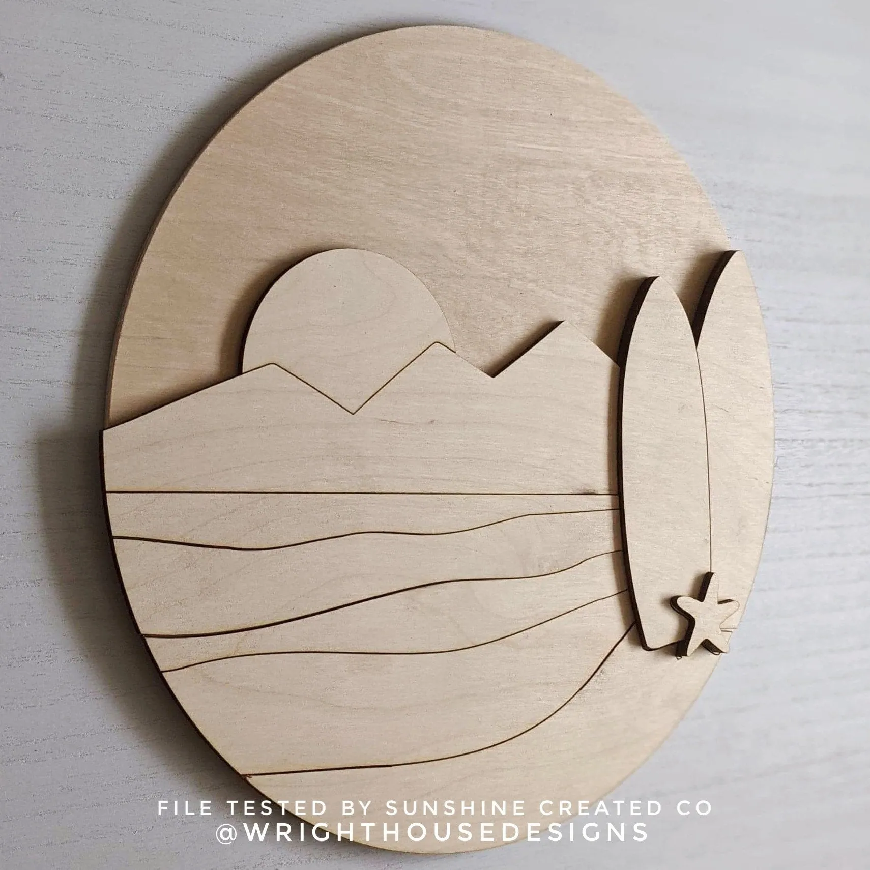 Late Night Surfing Summer Beach Baby Nursery Round - Sign Making Home Decor and DIY Kits - Cut File For Glowforge Lasers - Digital SVG File