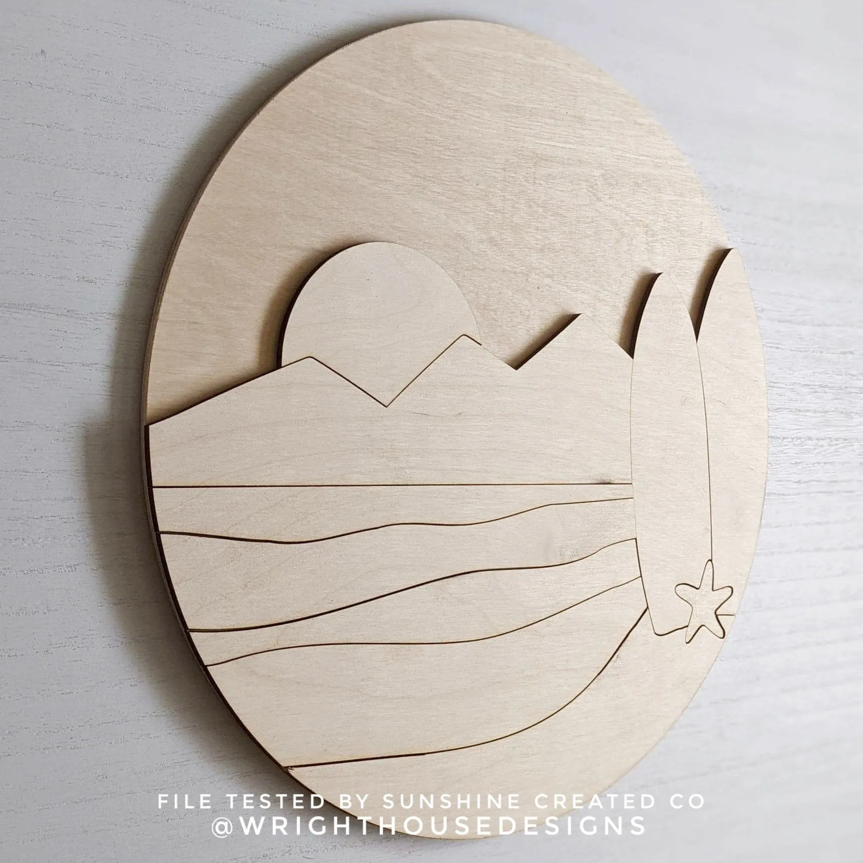 Late Night Surfing Summer Beach Baby Nursery Round - Sign Making Home Decor and DIY Kits - Cut File For Glowforge Lasers - Digital SVG File