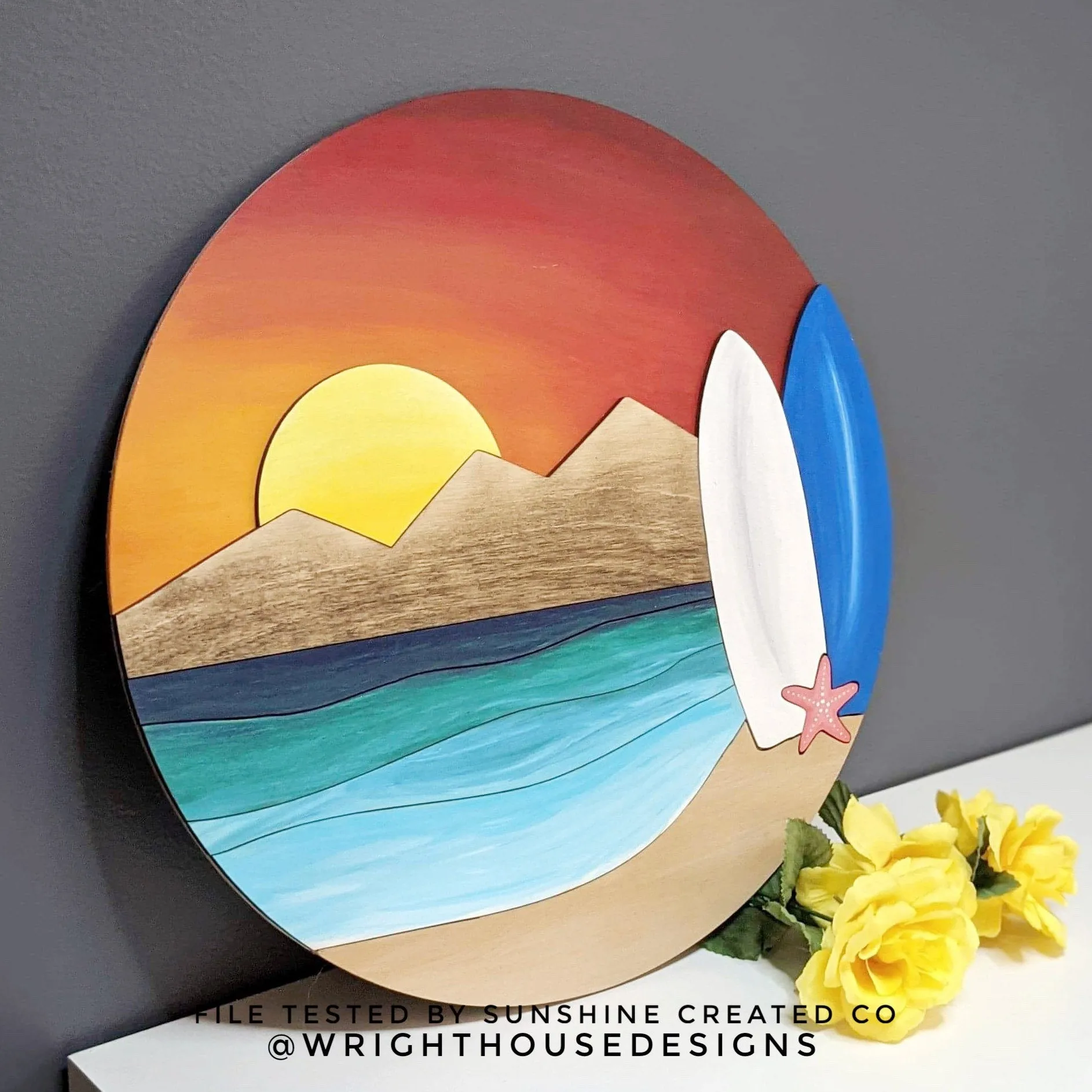 Late Night Surfing Summer Beach Baby Nursery Round - Sign Making Home Decor and DIY Kits - Cut File For Glowforge Lasers - Digital SVG File