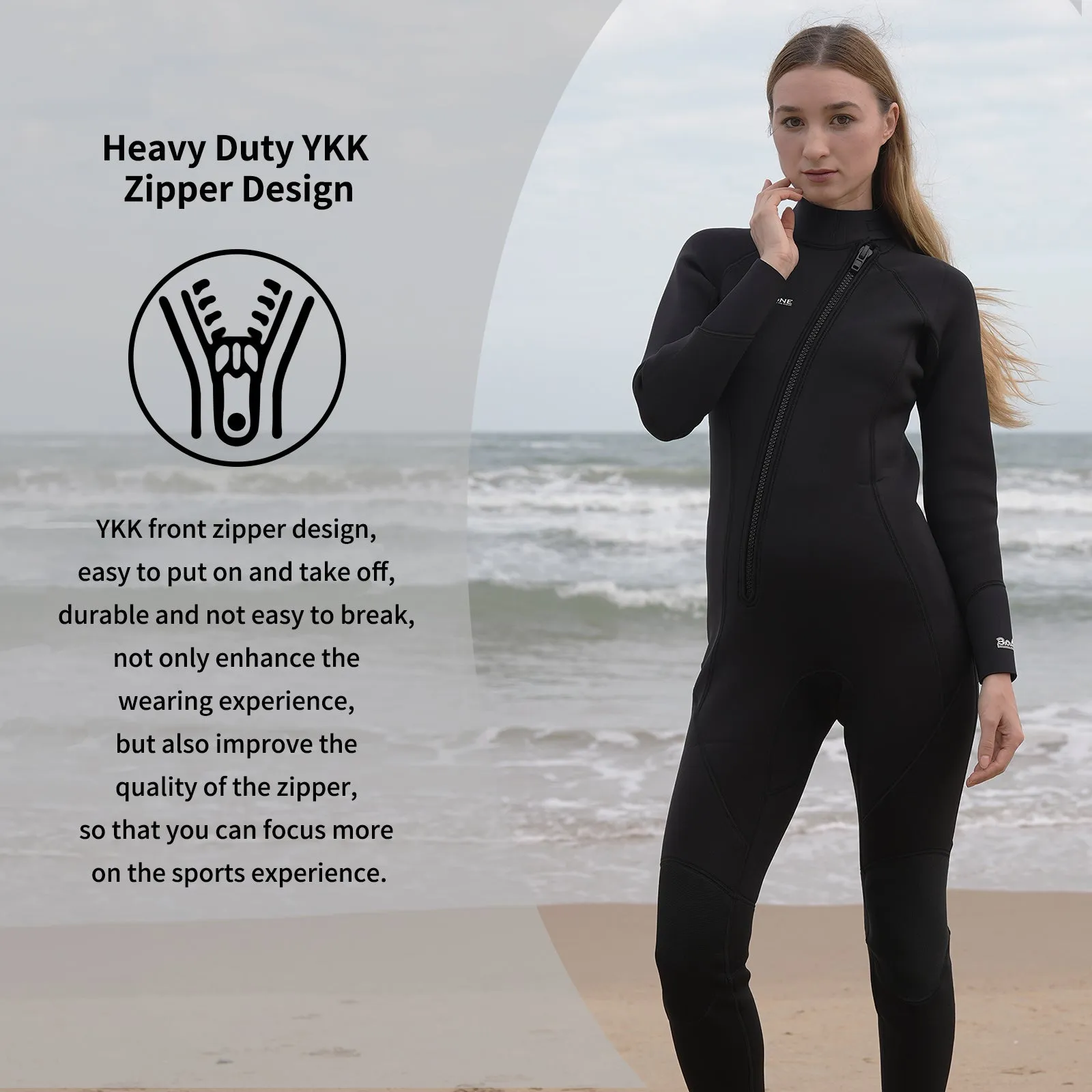 LayaTone Wetsuits for Men Wetsuit Women, 3mm Neoprene Wetsuit Full Body Front Zipper Wet Suits for Diving Snorkeling Surfing Swimming in Cold Water