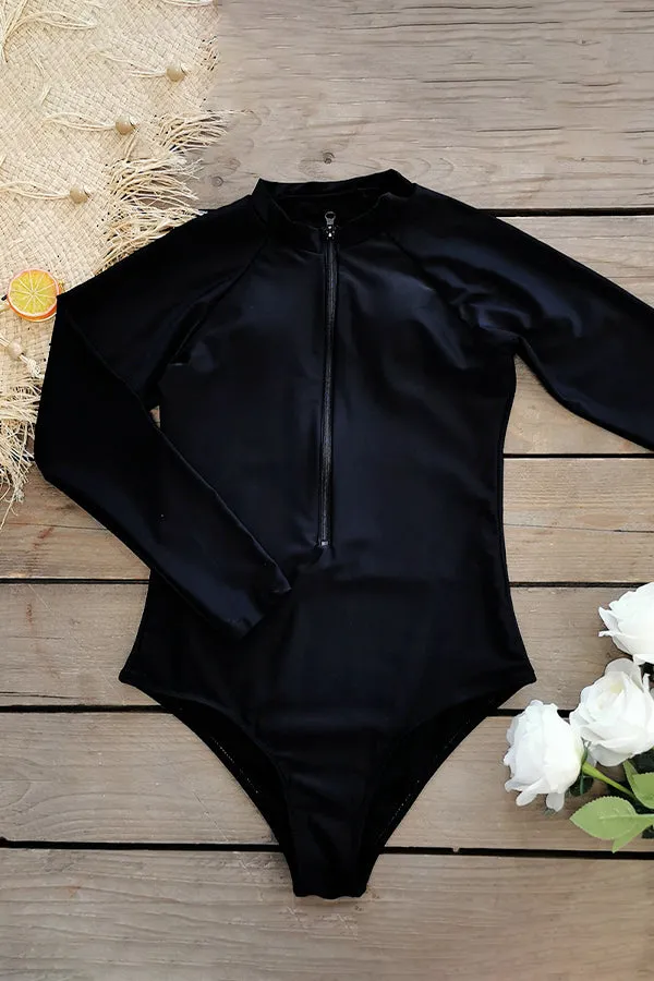 Long-Sleeved Zipper Surfing Swimsuit