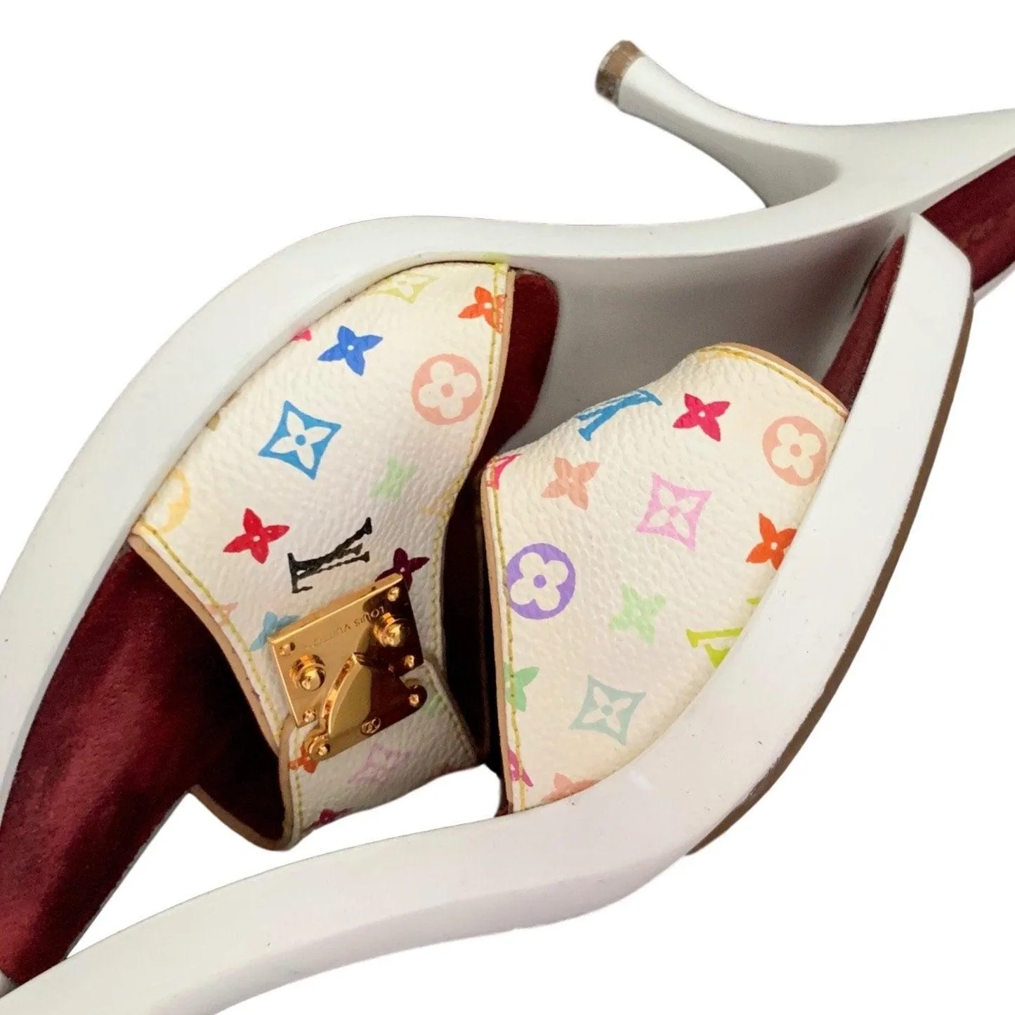 Louis Vuitton Multicolor Logo Buckle Heels