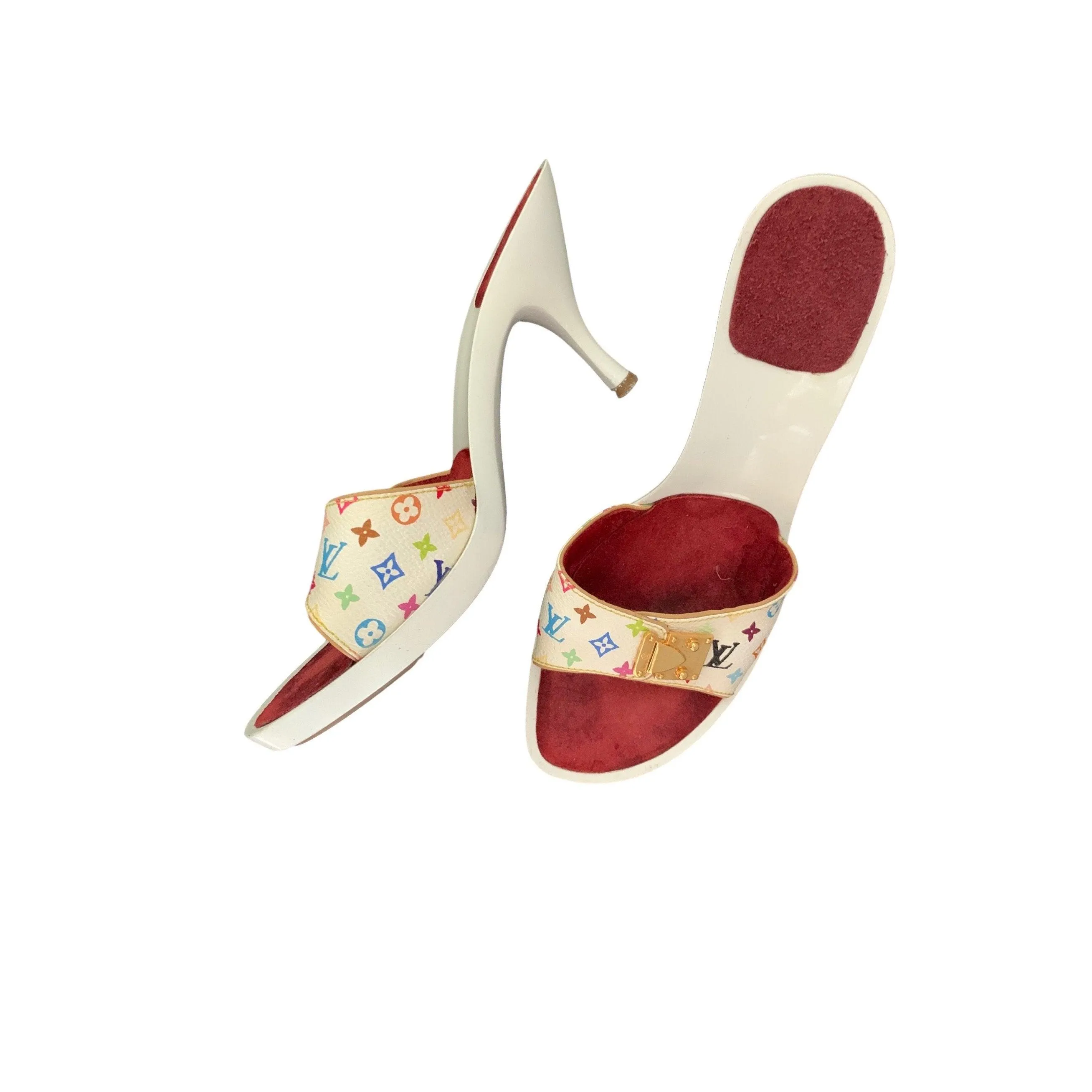 Louis Vuitton Multicolor Logo Buckle Heels