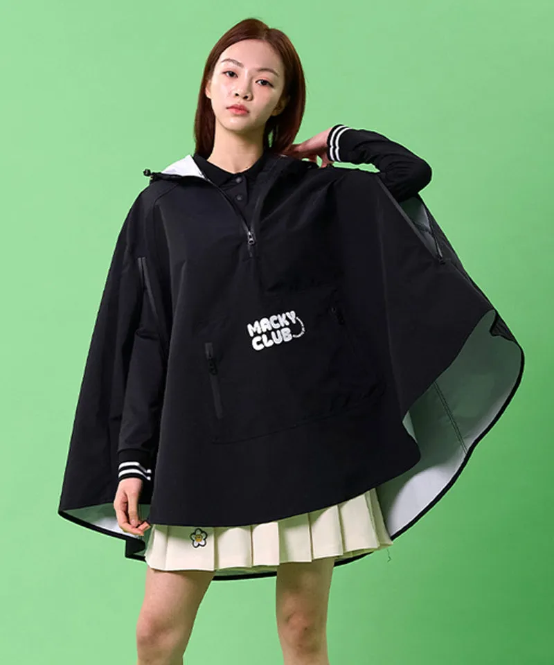 MACKY Golf: Fluffy Pancho Raincoat - Black