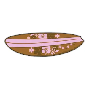 Magnet, Surfboard (Hawaiian Flowers, Pink), 6.75" x 2"