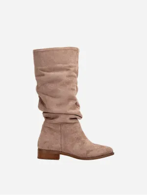 Maribel Vegan Suede Slouchy Boots | Dark Beige
