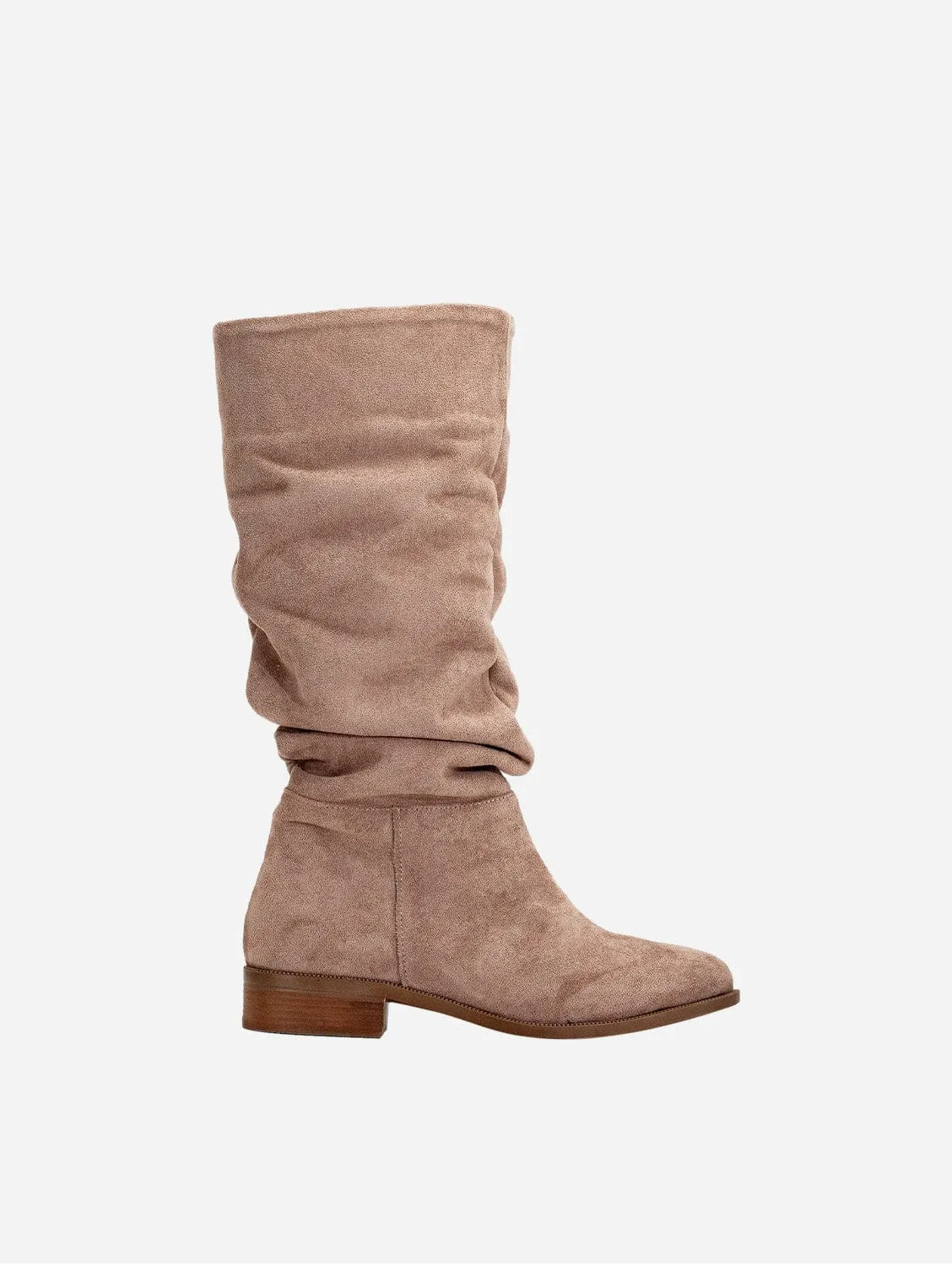Maribel Vegan Suede Slouchy Boots | Dark Beige