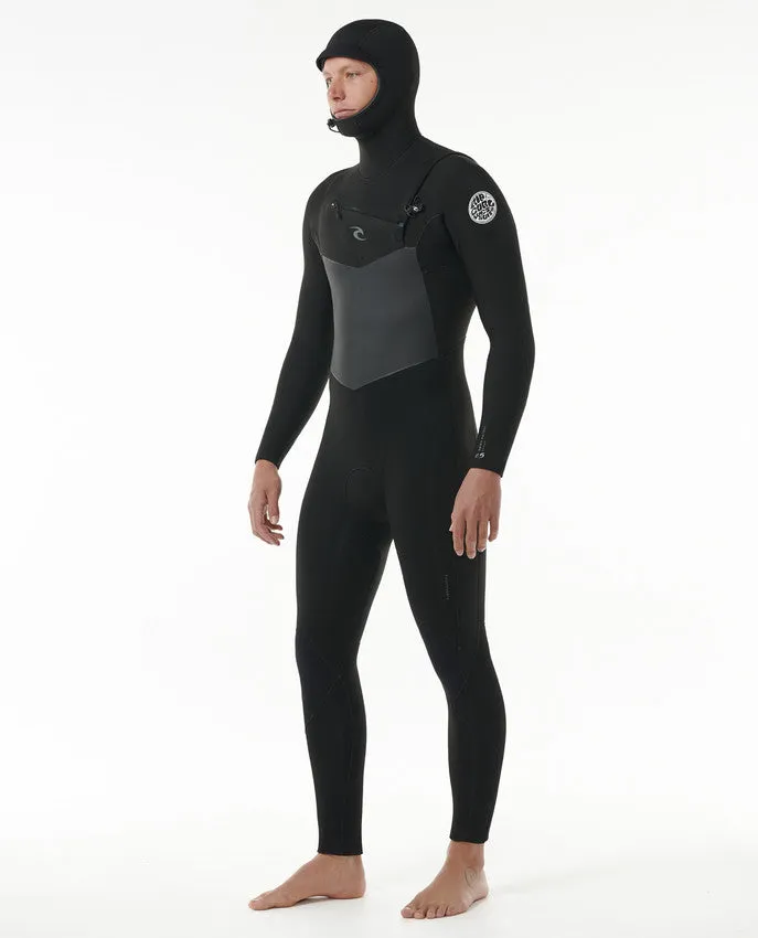 MEN'S DAWN PATROL HOODED 5/4GB CHEST ZIP - BLACK (AW24)