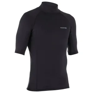 Men's surfing short-sleeve thermal fleece top T-shirt 900 - Black