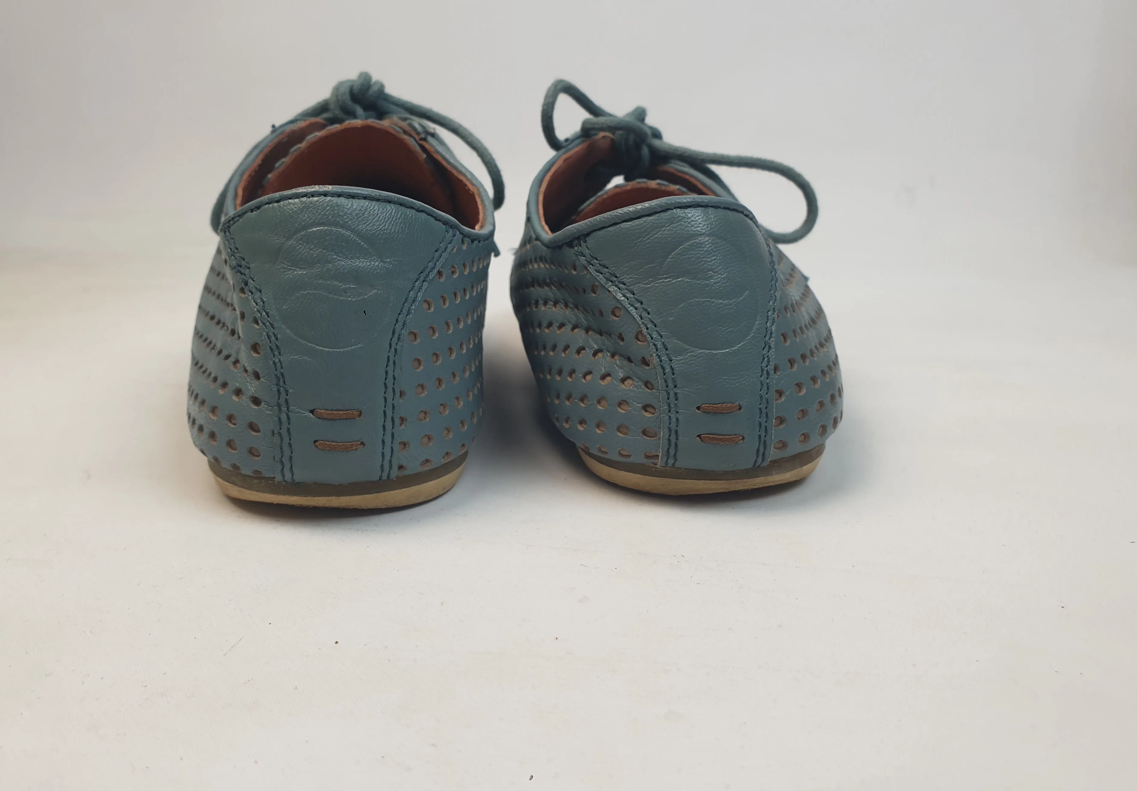 Nancybird blue perforated leather lace up shoes size 36