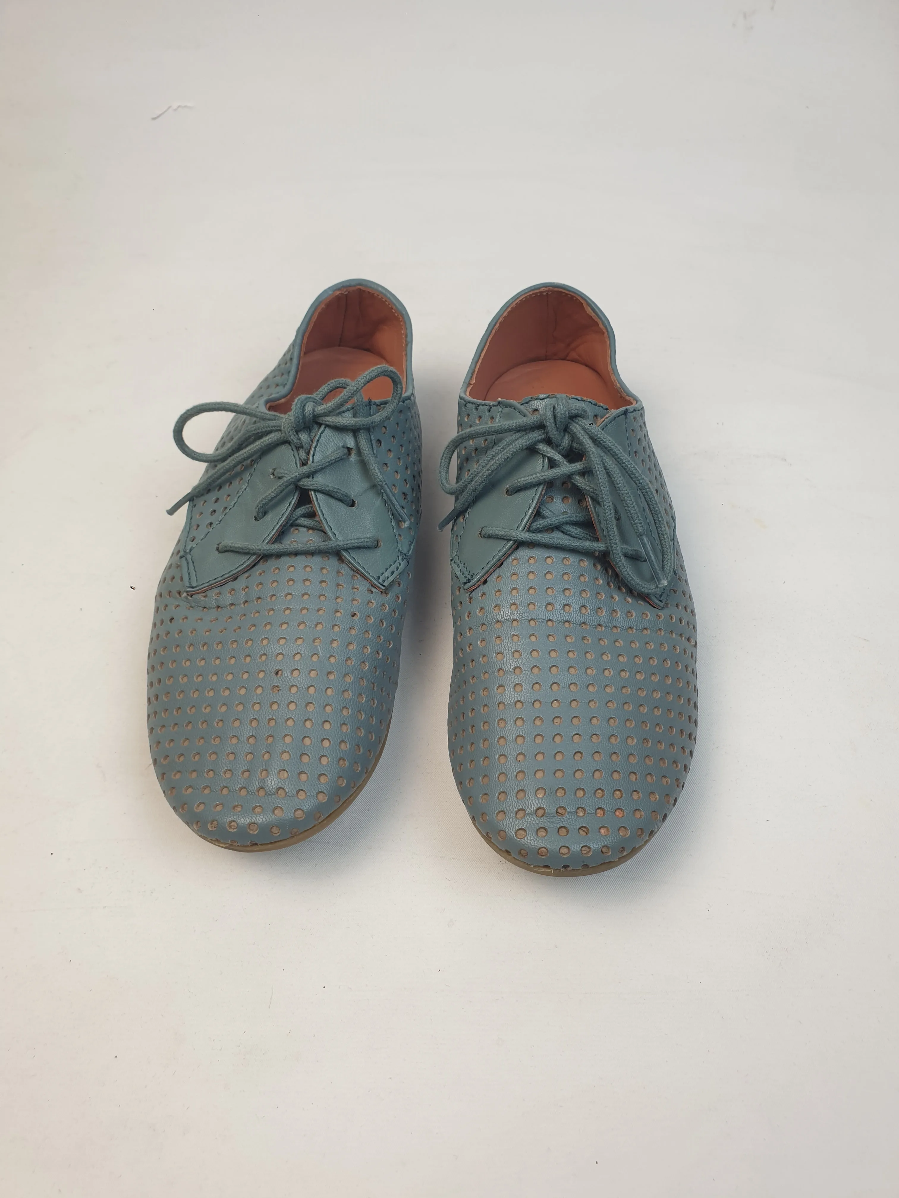 Nancybird blue perforated leather lace up shoes size 36