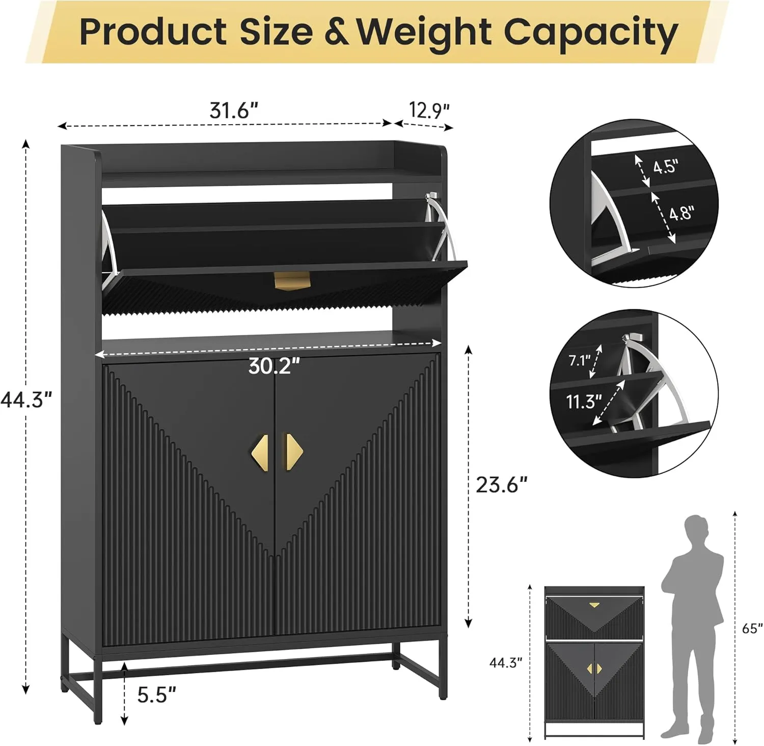 New ASSEMBLED Retails $439  Shoe Cabinet with Flip Drawer and Storage Shelves, Shoe Storage Cabinet with Doors, Modern Shoe Rack with Open Shelf, Wooden Shoe Rack Shoe Storage Organizer for Living Room, Hallway