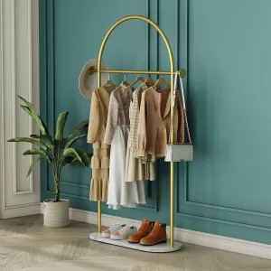 New in box! Gold Clothing Rack, Modern Clothes Rack with Marble Base, Heavy-duty Coat Racks Freestanding for Boutiques, Can Hang Jacket Garment, Hat, Scarf, Organize Shoes 31.5" W Retails $324 