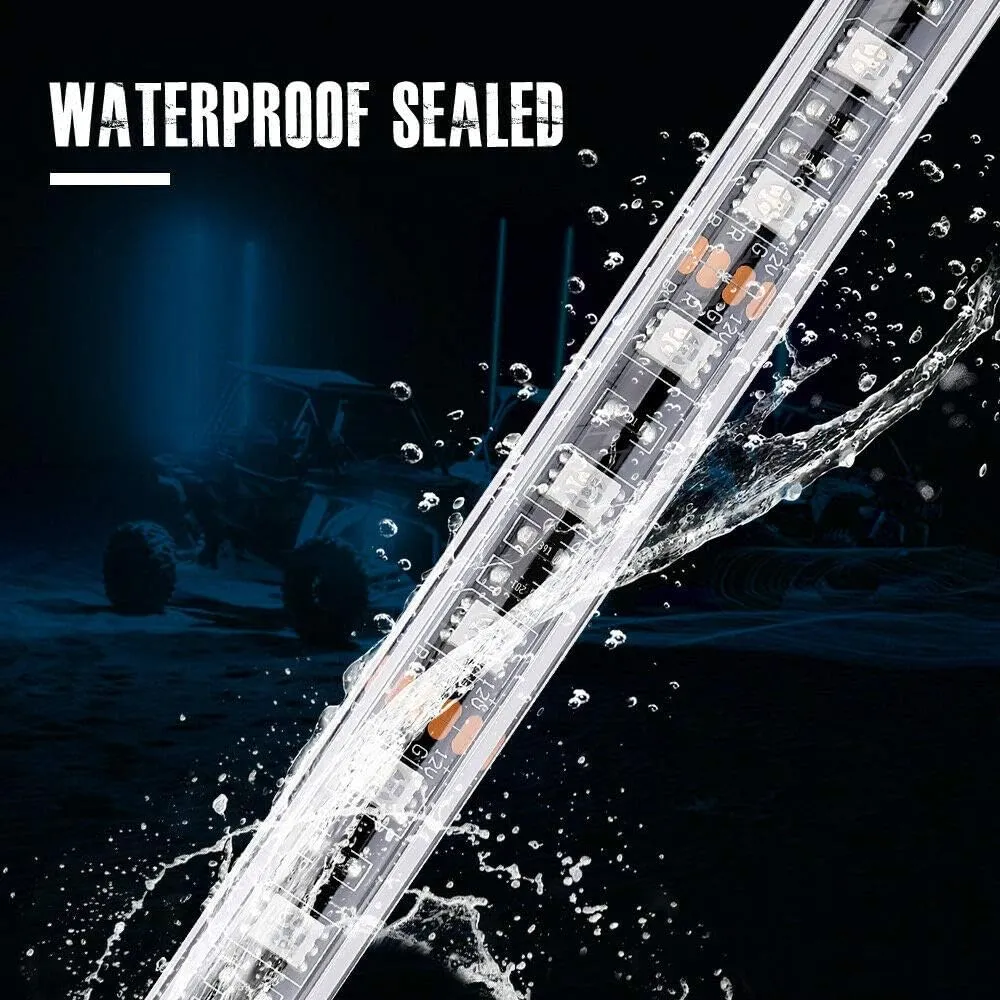 New KEMIMOTO 5ft ATV UTV LED Whip Light, Safety Flag Pole Light with Flag Compatible with UTV,ATV,RZR,4X4,Sand Dune Buggy,Quad,Jeep,Truck,Boat