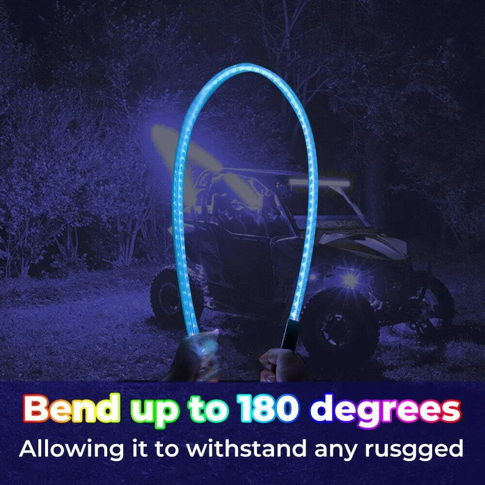 New KEMIMOTO 5ft ATV UTV LED Whip Light, Safety Flag Pole Light with Flag Compatible with UTV,ATV,RZR,4X4,Sand Dune Buggy,Quad,Jeep,Truck,Boat