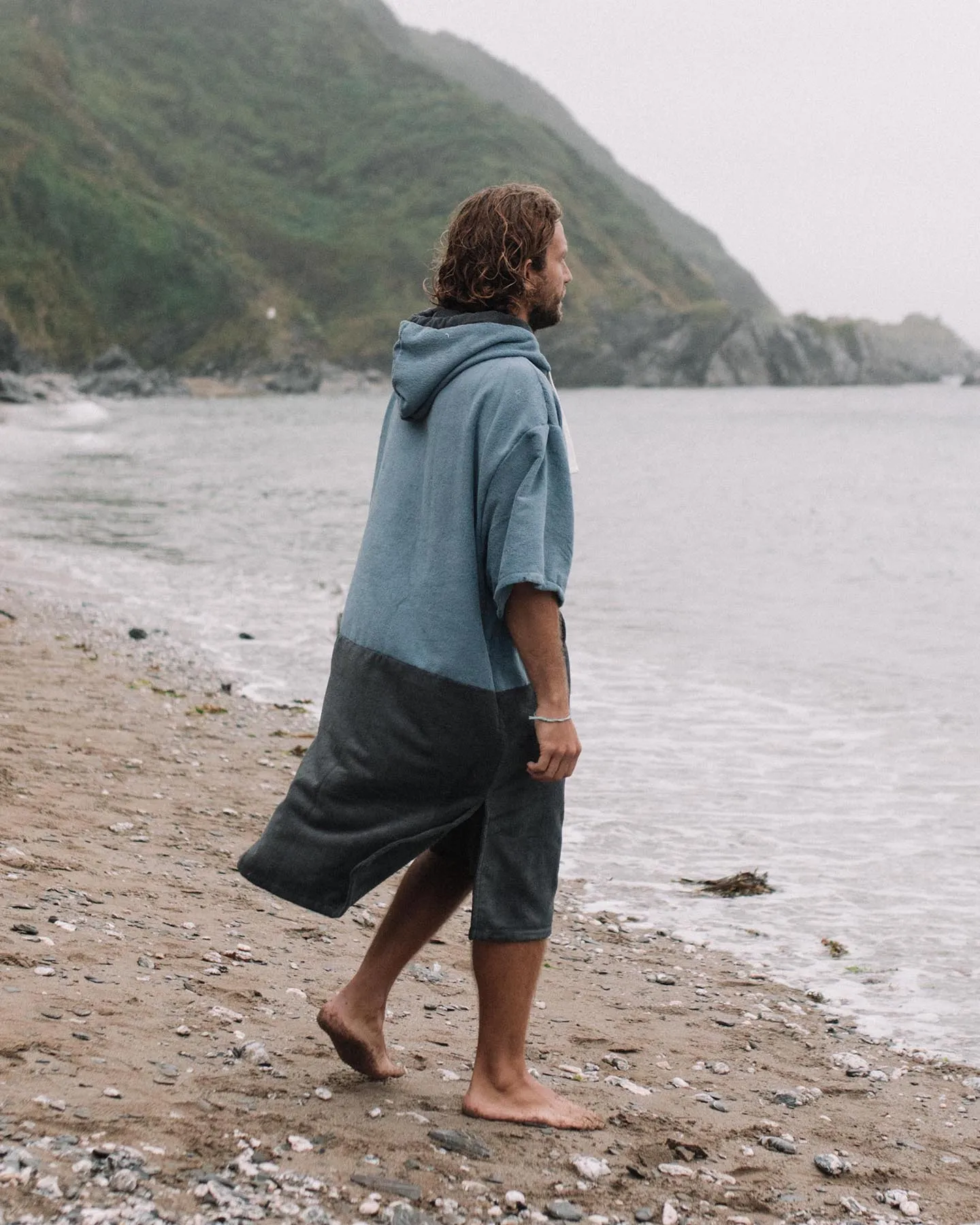 Original Blue / Grey Poncho Towel Changing Robe - Mineral Blue / Anthracite Grey