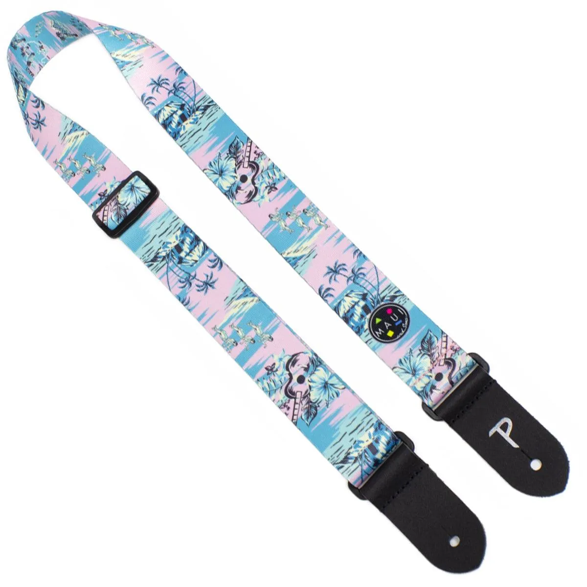 Perri's Maui and Sons Polyester 1.5" Ukulele Strap ~ Blue/Pink