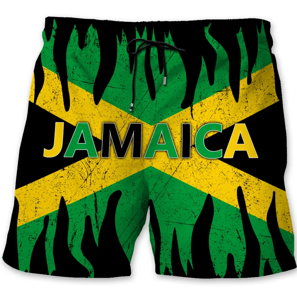 Personalized Jamaican Flag Summer Beach Shorts