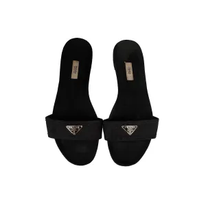 Prada Black Logo Slides
